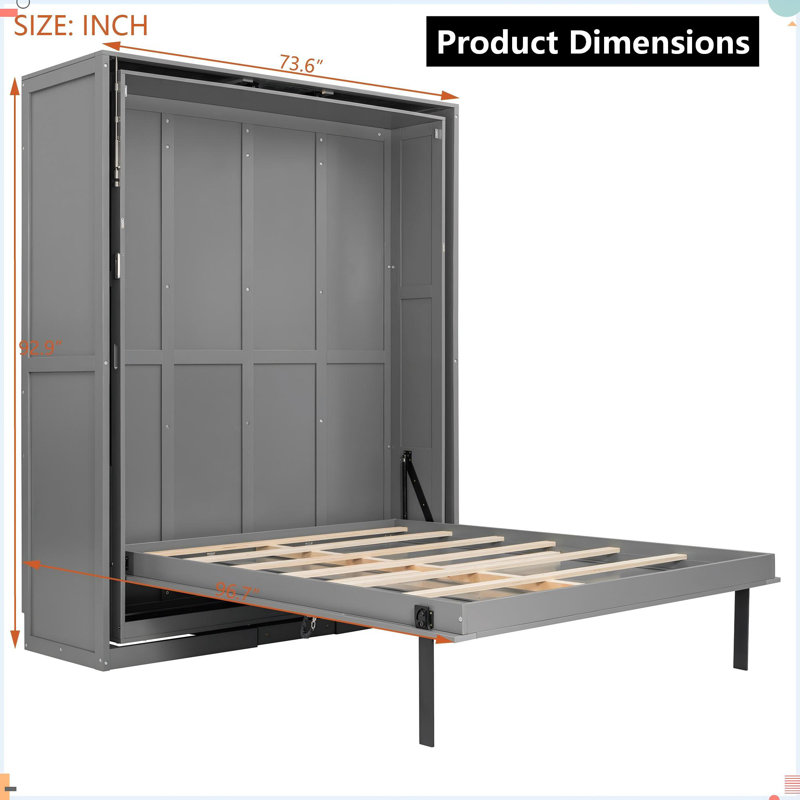 Dreamy Space-Saver: Grand lit escamotable rotatif avec rangement dissimulé - Transformez votre espace!, Gris