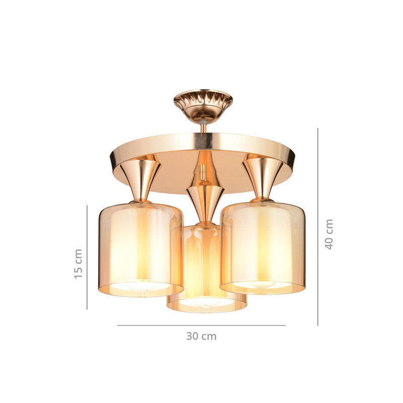 Plafonnier semi-encastré 3 lumières 11,02 po