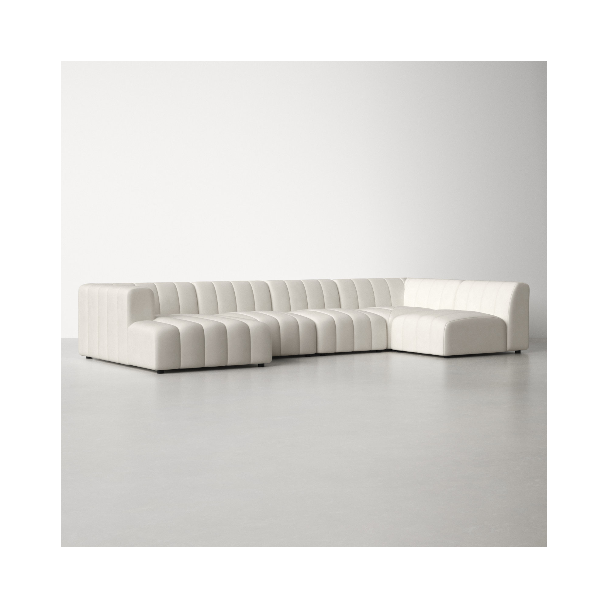 Bowry 157" Wide Modular Sectional, Fayette Cloud Polyester Blend, Left Hand Facing