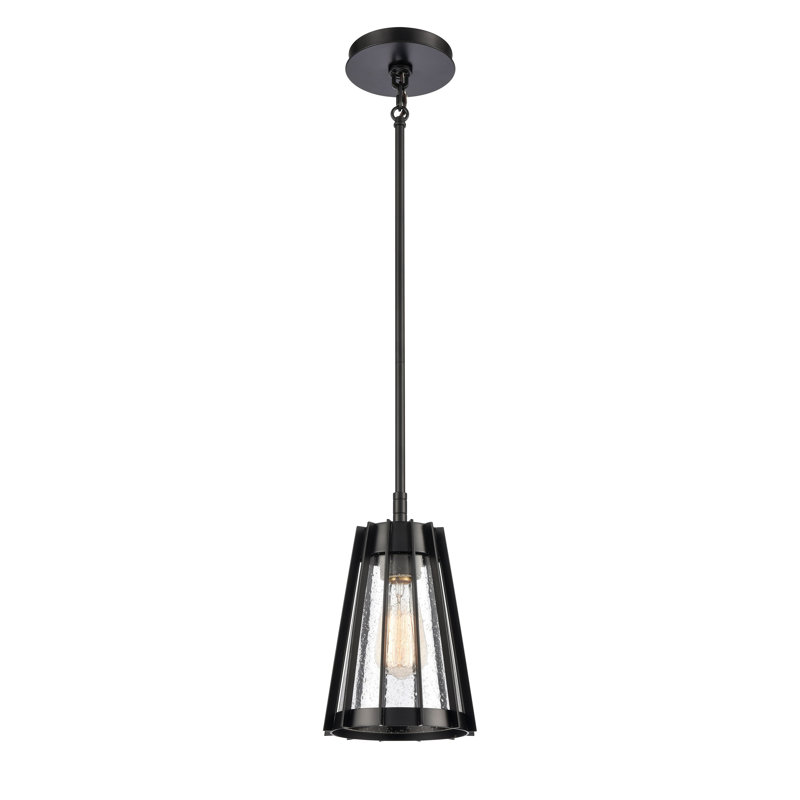 Mini-luminaire suspendu à 1 lumière de 6,75 po Open Louvers - noir mat, H 10,5 po x l 6,75 po x P 6,75 po, Noir