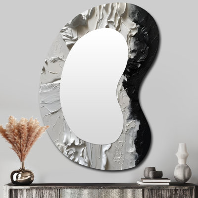 Blanc et noir Tranquility Unleashed I - Formes asymétriques abstraites - Grand miroir mural moderne