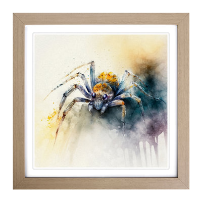 Spider Watercolour - Single Picture Frame Print on Wood