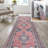 Heimir Bohemian Distressed Chenille Machine-Washable Dark Pink/Black/White Rug-255365648