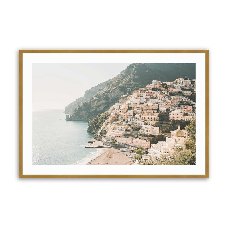 Impression sur toile Seaside Sanctuary, sans cadre, Cadre simple en or poli, H 9,25 po x l 11,25 po x P 1,25 po