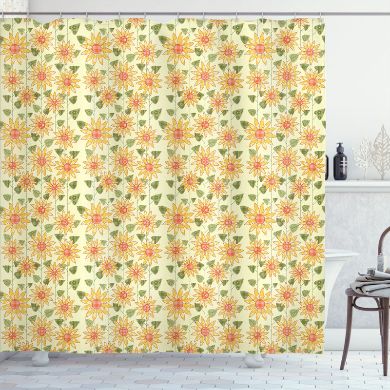 Floral Shower Curtain with Hooks Included, 70" H x 69" W