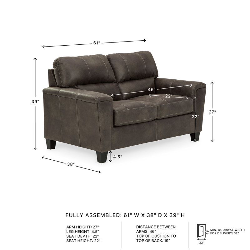 Gwenette 61'' Faux Leather Loveseat, Brown Faux Leather