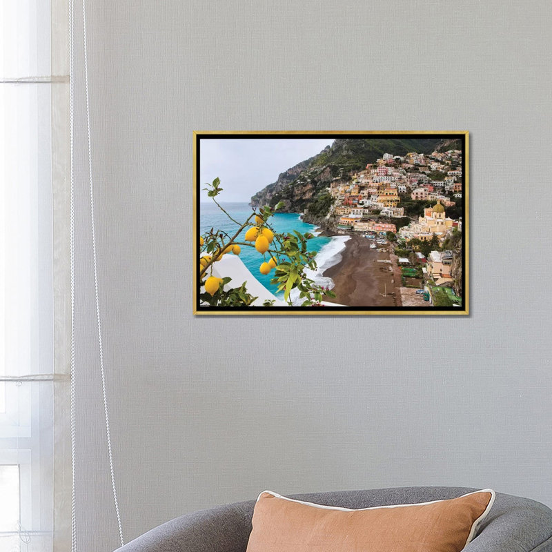 «Positano Spring View, Amalfi Coast, Italy» par George Oze - impression, Toile encadrée d'or, Pas de tapis