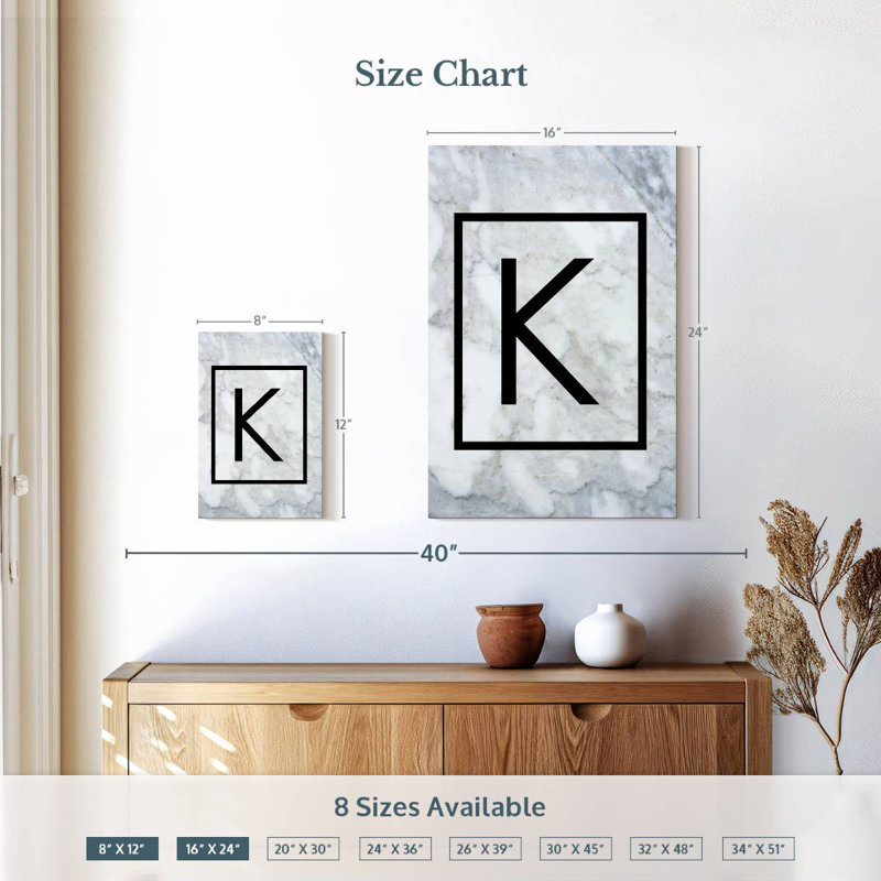 Letter K, 12" H x 8" W
