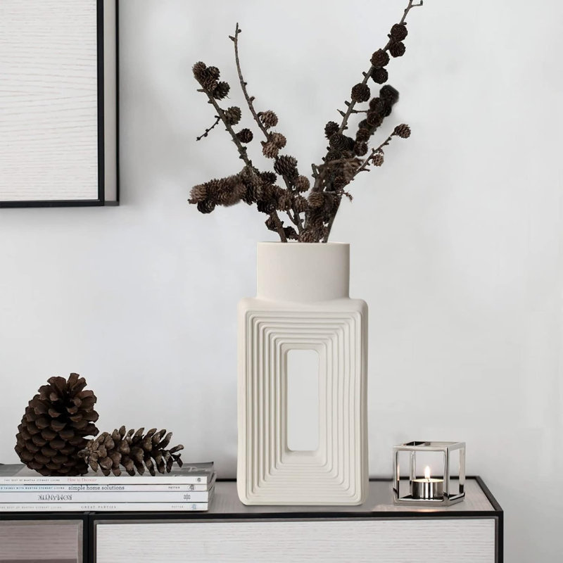 Ensemble de 2 vases en céramique blanche