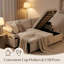 Canapé-lit en L 83,5 po convertible beige avec méridienne réversible, rangement, ports USB et porte-gobelets-1104167048