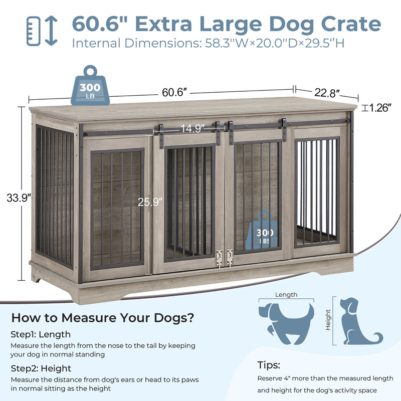 Demee Furniture Style Crate with 2 Doors, Gray