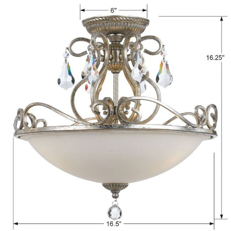 Archivaldo 3 - Light 16.5" Ceiling Mount, Olde Silver