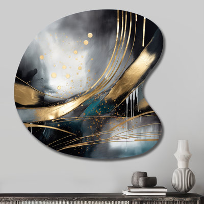 Shapes And Lines Abstract Marble II - Abstract Marble Drop Shape Metal Wall Sculpture