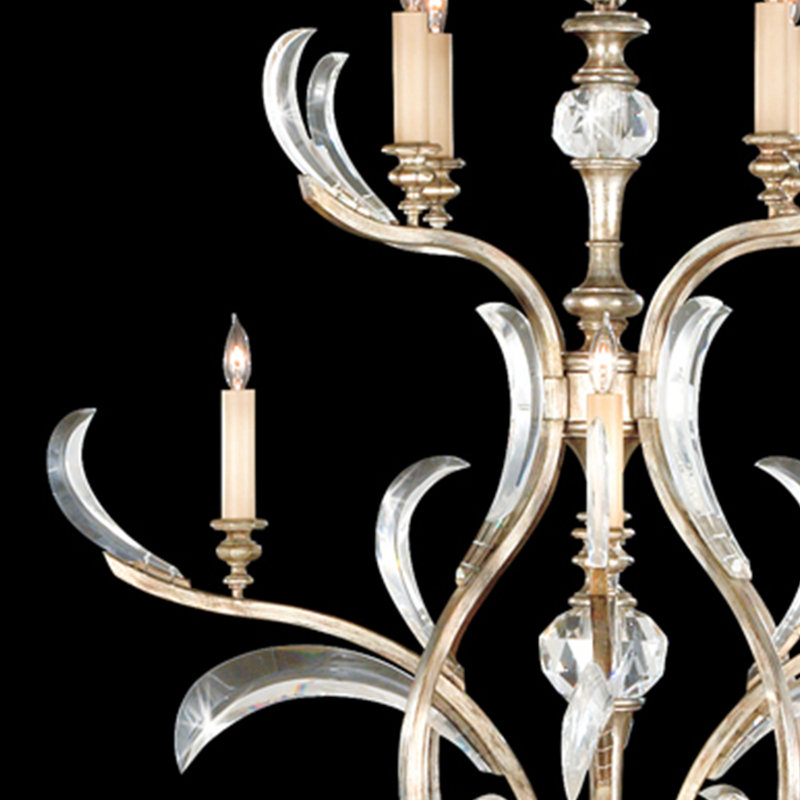 Beveled Arcs 16 - Light Chandelier, Silver