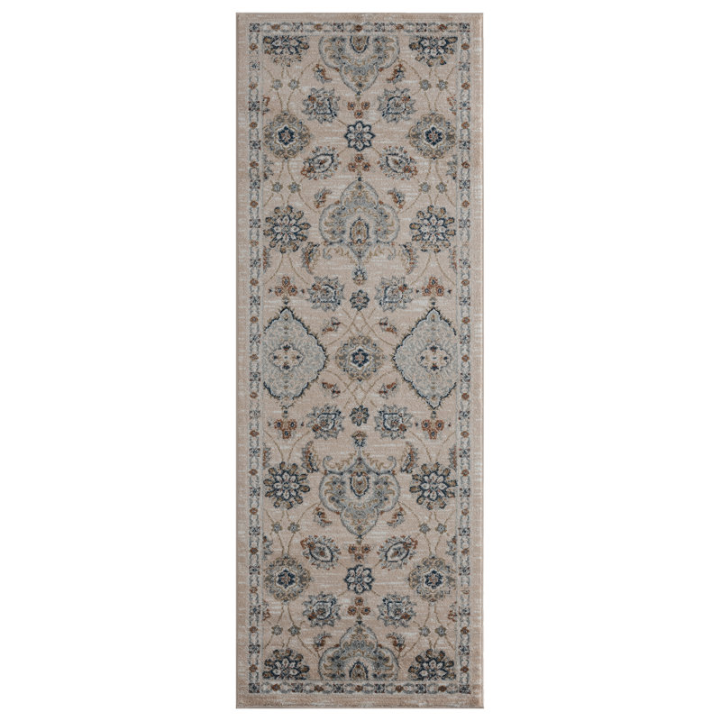 Tapis beige Berangere, Tapis de couloir 2 pi 7 po x 7 pi 2 po