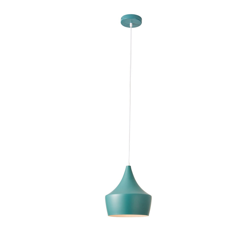 Vintage Green Painted Metal Mid-Century Modern Pendant Lamp