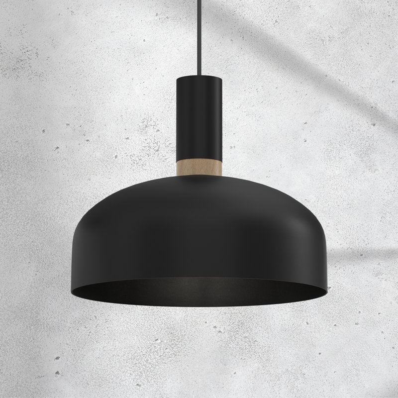 Malmo 1 - Light Dome Pendant, Black/Wood