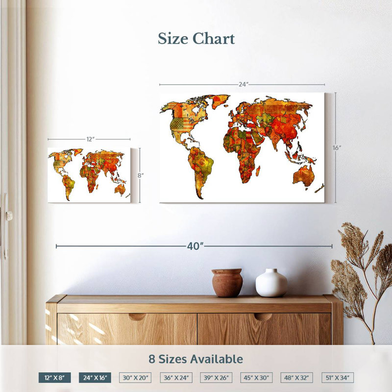 Aliaz Country Flags Map, 16" H x 24" W