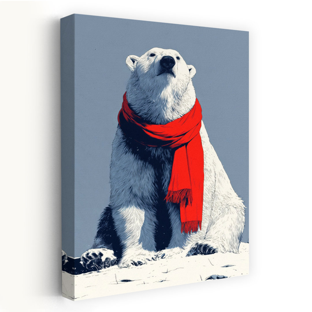 Winter Polar Bear Scarf Serene Abstract Contemporary Bear Nature Wildlife Wall Art Print