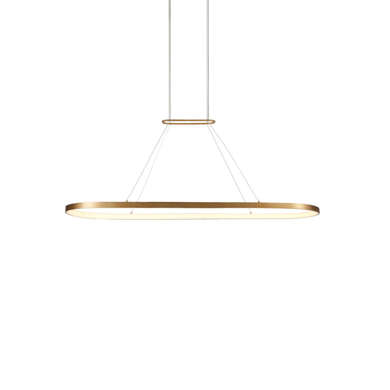 Luminaire suspendu pour îlot de cuisine 1 lumière DEL Eerie, H 122,76 po x l 47,25 po x P 12,5 po, Laiton antique
