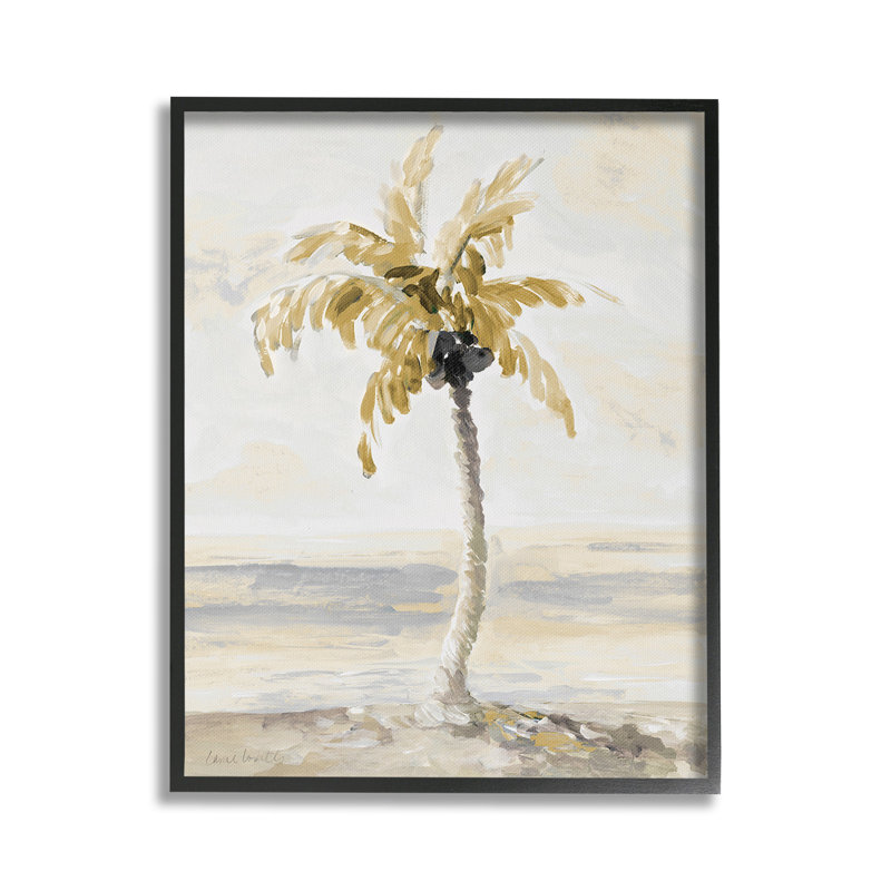 «Neutre Lone Palm Tree», estampe numérique par Lanie Loreth, H 20 po x l 16 po, Giclée encadrée noir minuit