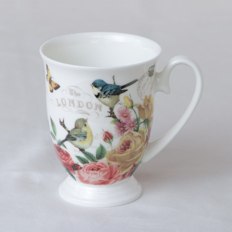 Ensemble de 2 tasses à café ou à thé Bone China English Botanical