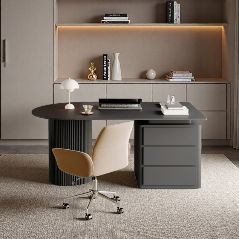 Bureau en granit - Bureau avec tiroirs, H 29,53 po x l 47,24 po x P 23,62 po