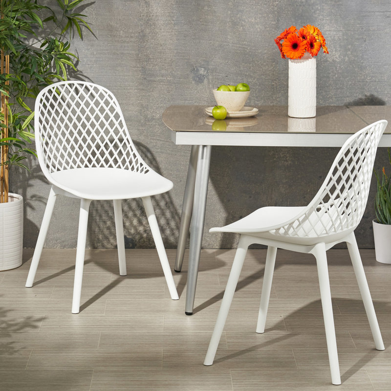 Sièges d'extérieur en polypropylène - blanc, stable, chaises en maille de diamant, résistant aux intempéries