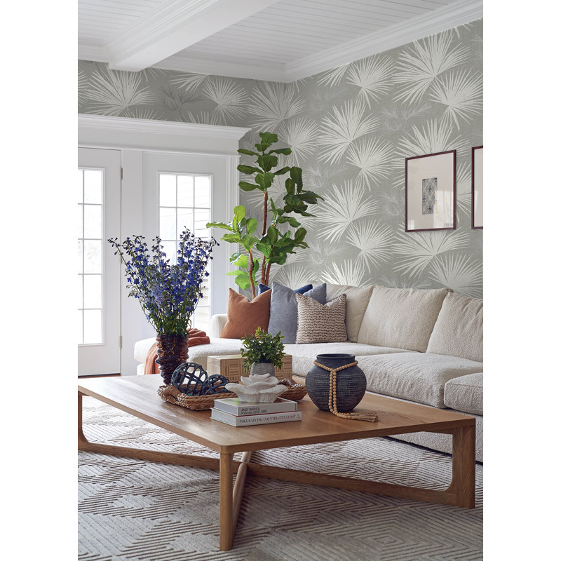 Hatteras Palms Wallpaper, Gray