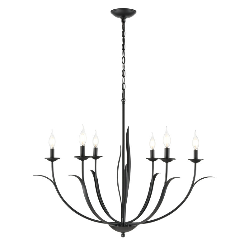 Charlize Chandelier - Matte Black, 26.5" H x 35.5" W x 35.5" D, 6