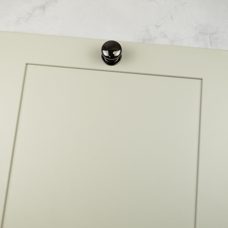 Gloss Black Nickel Cup Handle & Coordinating Knob, 42mm Knob
