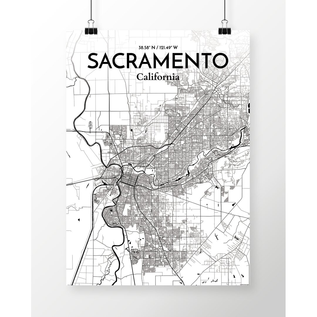 Grafikdruck Sacramento City Map