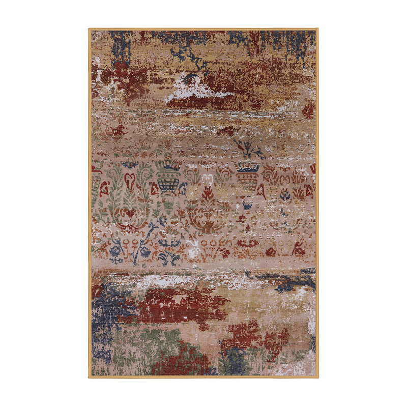 Tapis abstrait rouge / brun, Rectangle 3 pi x 5 pi
