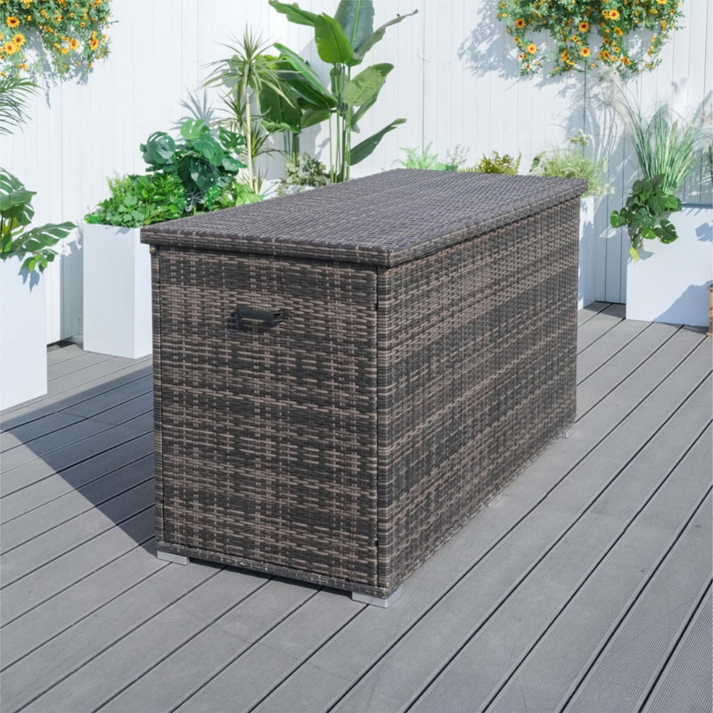 Seattle Wicker Deck Box, 37.4" H x 66.93" W x 30.31" D