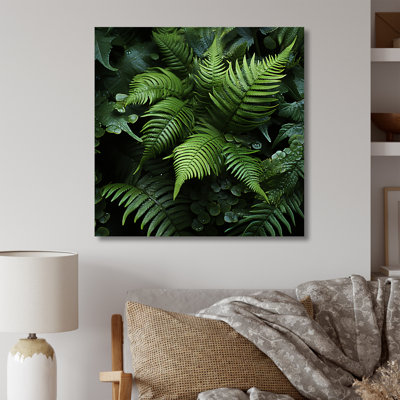 Emerald Green Ferns Forest, reproduction d'art sur toile