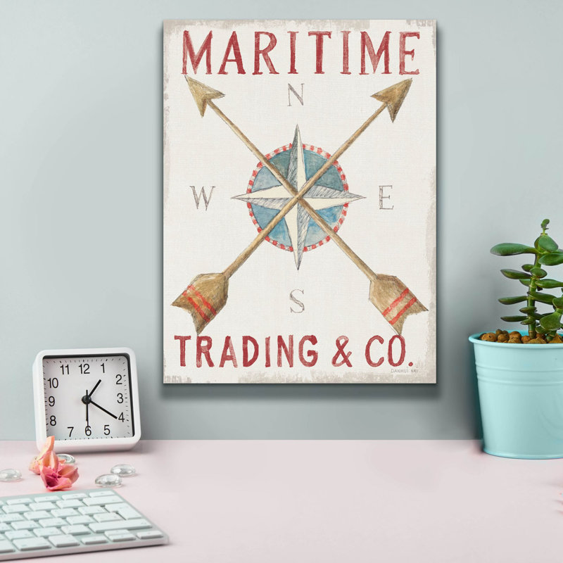 «Floursack Nautical 6 Red» par Danhui Nai, art mural sur toile, H 16 po x l 12 po