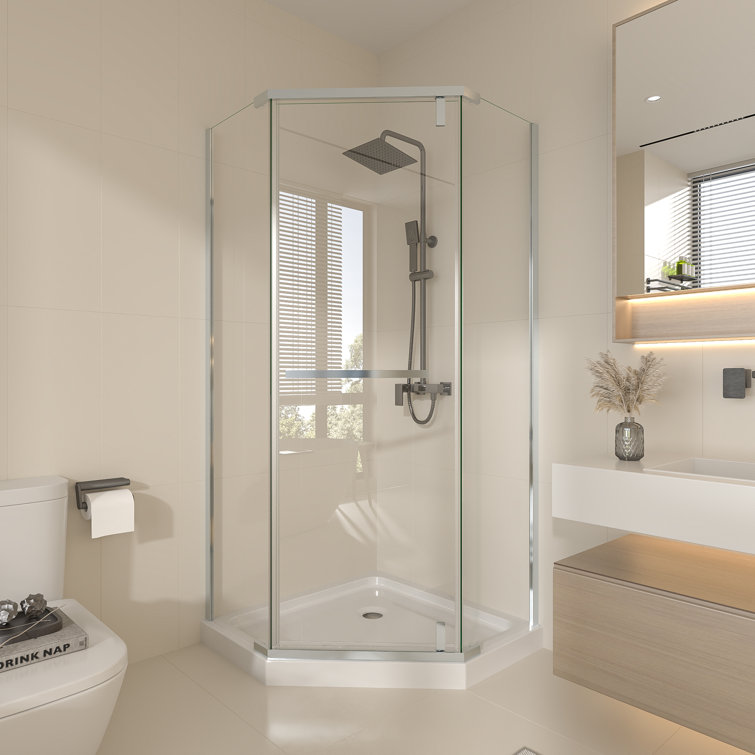 36'' W x 72'' H Pivot Frameless Neo-Angle Reversible Shower Enclosure
