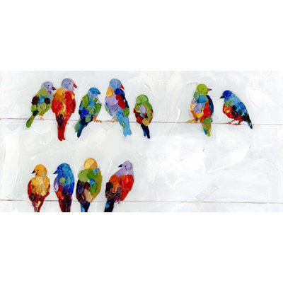 Colorful birds on a wire - 15.75"x31.50" Desk mat