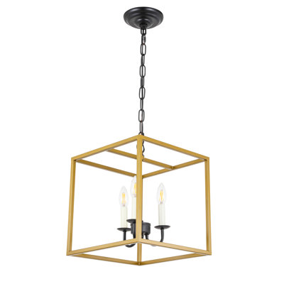 Luminaire suspendu carré 3 lumières lanterne Tarbox