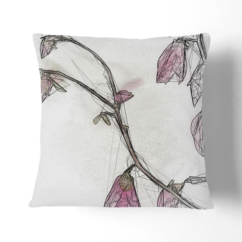 Pink Floral Flowers Cushion with Filling, 55cm H x 55cm W x 20cm D