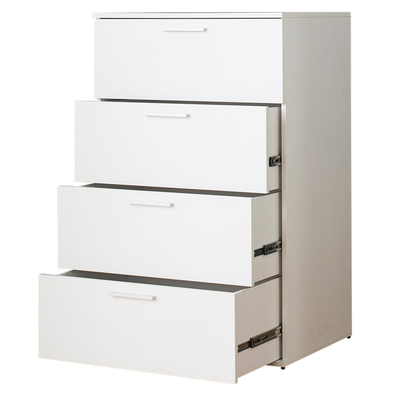 Commode blanche à quatre compartiments avec tiroir très profond