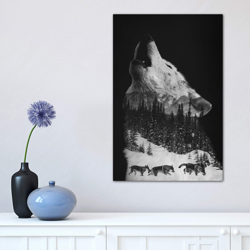 Wolfpack by Andreas Lie - Print on Canvas, 66.04 cm H x 45.72 cm W x 1.91 cm D, Wrapped Canvas