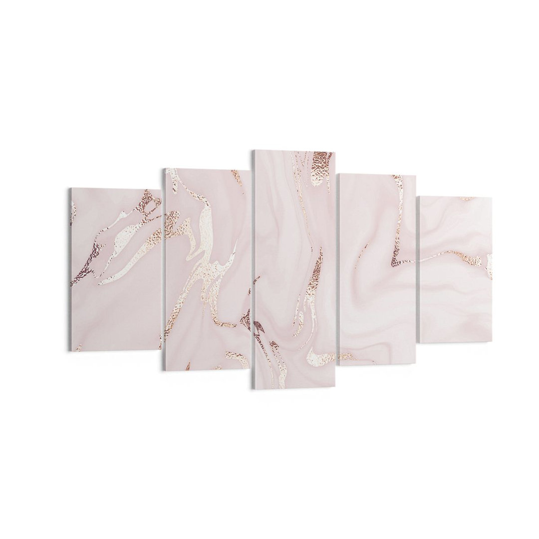 5-tlg. Leinwandbilder-Set Pink Marble Spilled