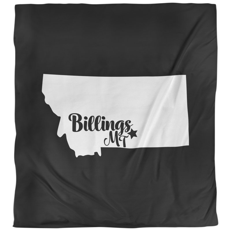 Housse de couette billings montana, Housse de couette pour très grand lit, Noir, Microfibre