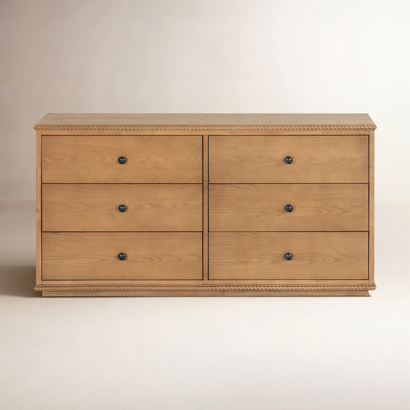 66" Rope Deail Dresser, Brown Oak