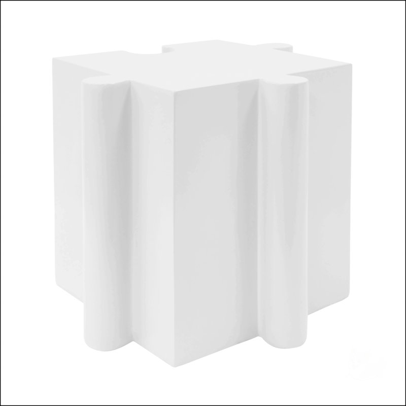 Puzzle Art Side Table, Modular Convex Edge MGO Table For Custom Layouts, Indoor & Outdoor, White