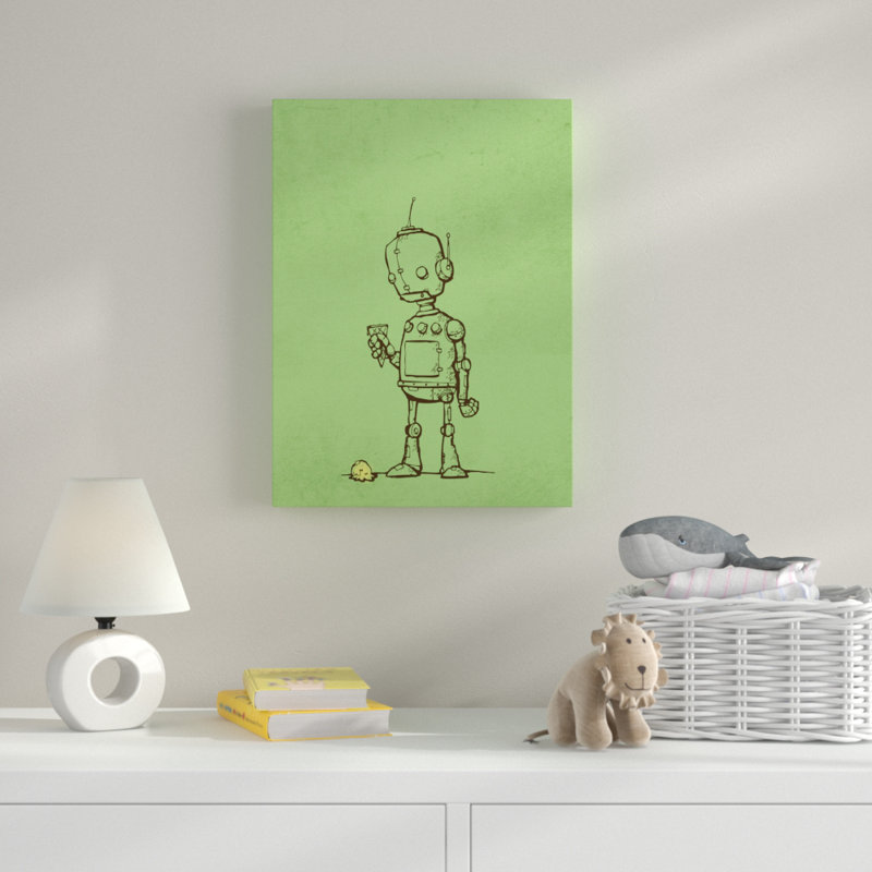 « robot décorées », art sur toile, H 32 po x l 24 po x P 2 po