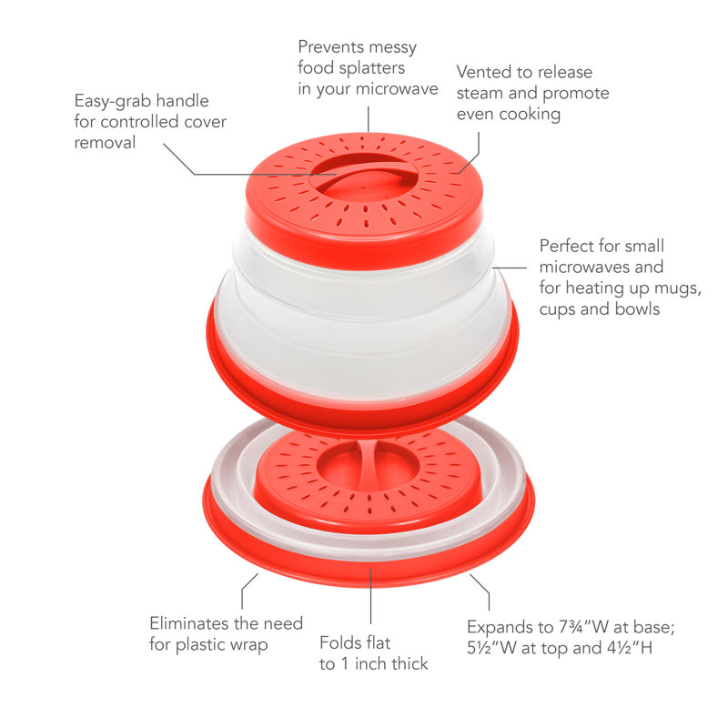 Tovolo Universal 3-Piece Plastic Lid Set, Red