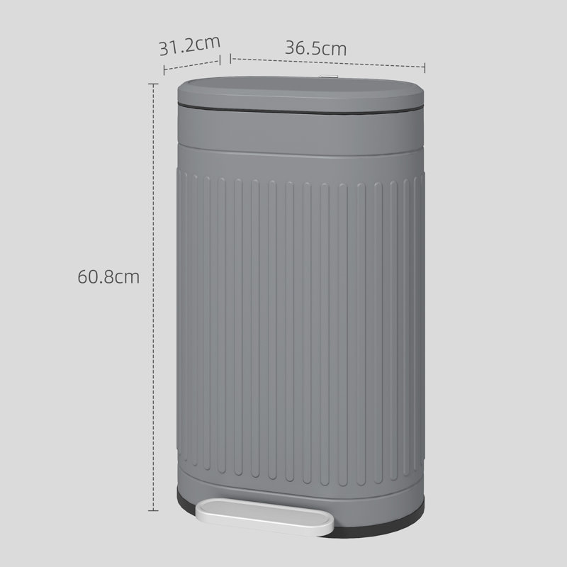 Sebatian Step On Kitchen Trash Can, Grey, 7.9