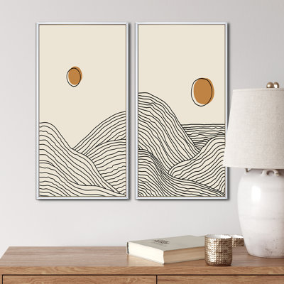 Minimalist Moon Landscape I - ensemble de 2 peintures